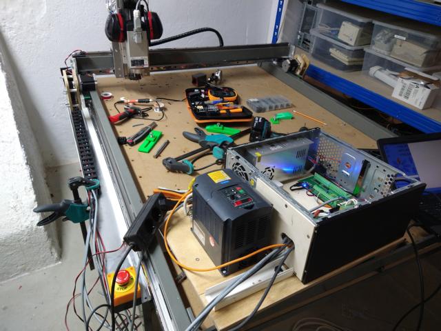 image of electric prototyping mess on cnc table